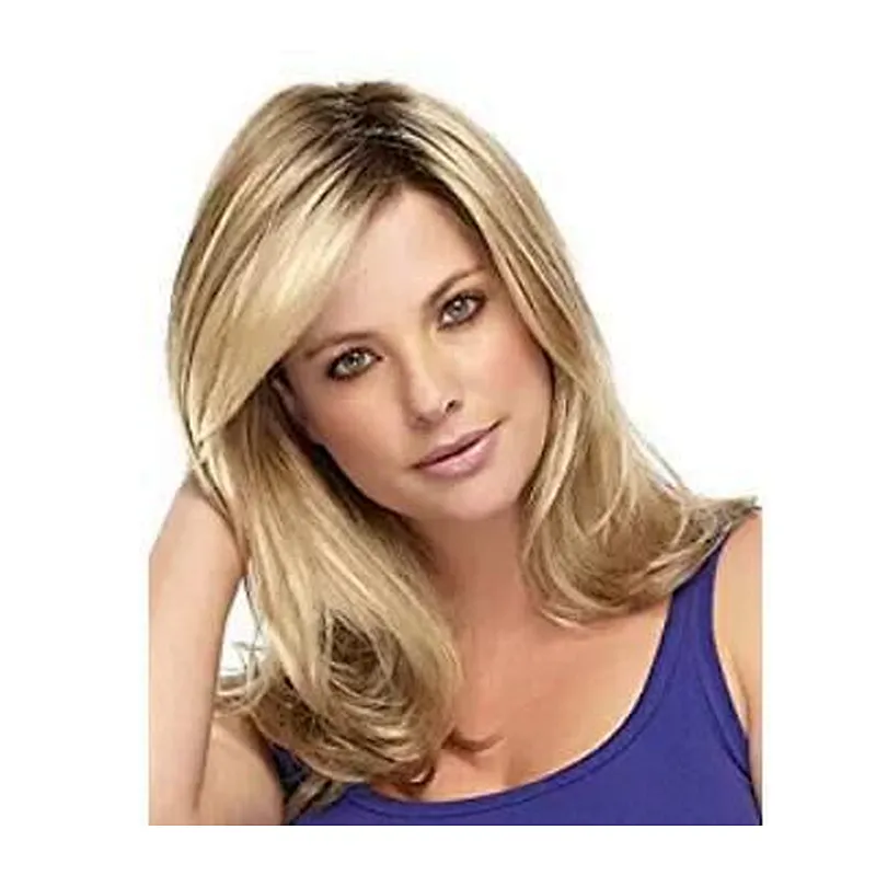 Longzhao Top Quality Synthetic wigs Long Gold Color body wave and Spring curly hair for European and American women