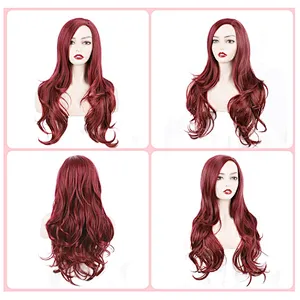Longzhao Best Selling Long Body Wave Heat Resistant Synthetic Fiber Wigs For Women Long Wavy Middle Part Synthetic Wigs