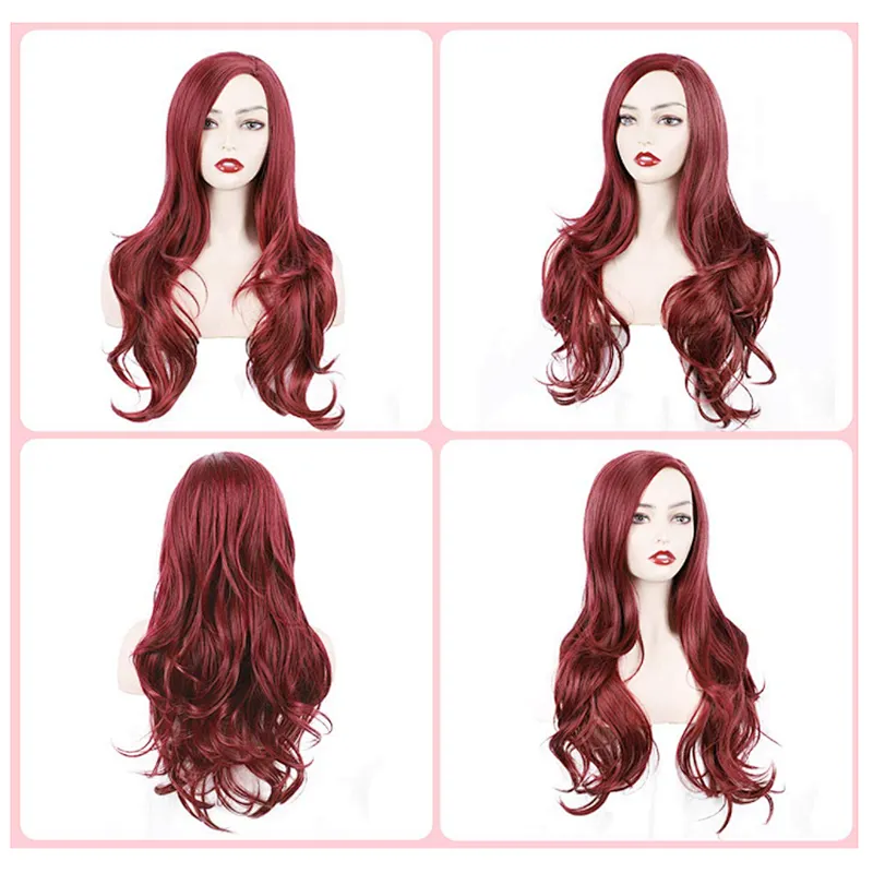 Longzhao Best Selling Long Body Wave Heat Resistant Synthetic Fiber Wigs For Women Long Wavy Middle Part Synthetic Wigs