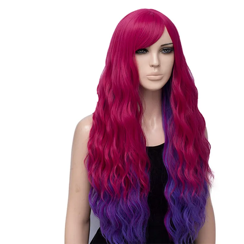 Longzhao Beauty cosplay colorful loose wave Wholesale heat resistant kinky curly synthetic long hair wigs for women