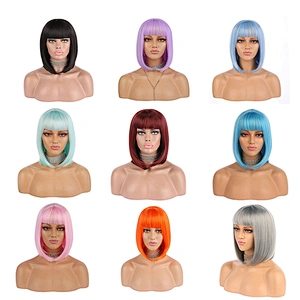 Longzhao Wholesale   Cheap Colorful Heat Resistant Short  Synthetic BOB Wigs Cheap Synthetic Wigs With Lowest Price