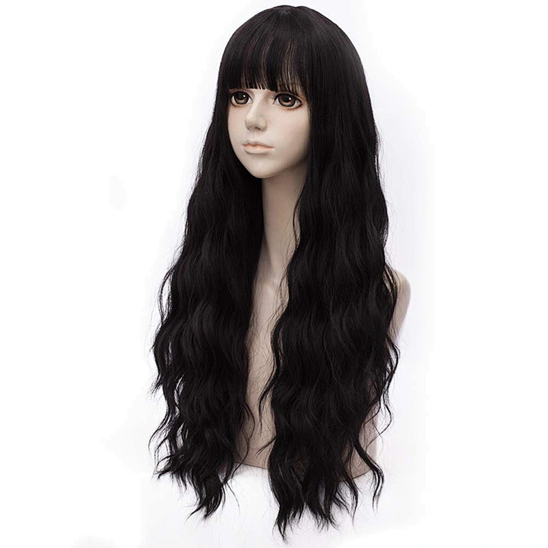 Longzhao Wholesale Cheap Synthetic Body Wave Hair Wig Long Black Color Wigs For Black Women Heat Resistant Fiber