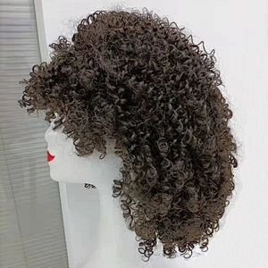Longzhao Beauty Wholesale Short Bob Red Wig With Bangs For Black Women 14 Inch Afro Kinky Loose Curly Wave Synthetic Hair Wigs
