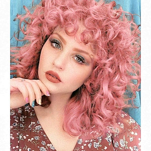 Longzhao Short Kinky Fluffy  Ombre Pink Wig Heat Resistant Synthetic Fiber Afro Curly Wigs For Black Women Cosplay Party Wigs