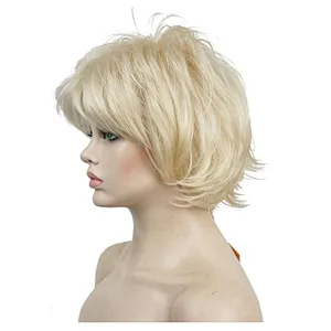 Longzhao Afro Kinky Curly Pixie Cut Short Hair Wigs Blonde Fluffy Wigs Synthetic Cosplay Wigs For Black Women