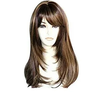 Longzhao Hot sale gold brown Synthetic hair body wave long curly hair for women