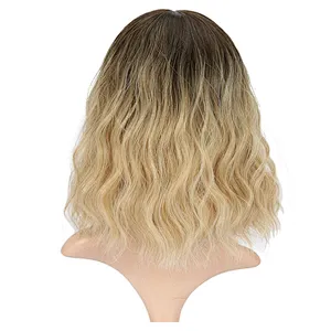 Longzhao Wholesale Cheap Short Kinky Curly Wig With Bangs Afro Black Mixed Brown Synthetic Wigs For Black Women