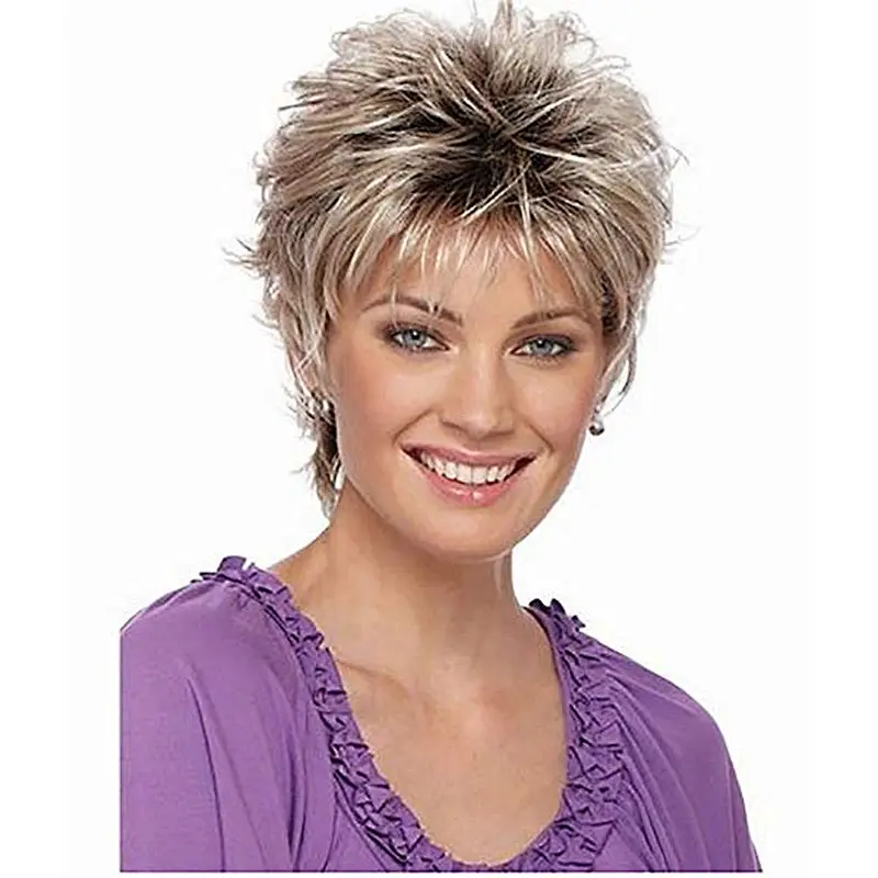 Longzhao Beauty Fashion wig shaggy wig blonde oblique fringe hair for fashion lady