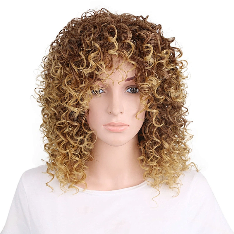Longzhao Beauty Afro Curly Wigs For Black Women Wholesale Synthetic Long Brown Color Hair Wig Heat Resistant Fiber