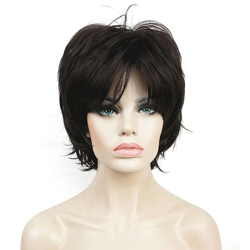 Longzhao Wholesale Short Straight Synthetic Black Pixie Cut Wig For Black Women