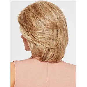 Longzhao cheap synthetic hair wig short natural wave blonde fashion wigs for women