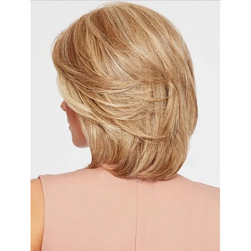 Longzhao cheap synthetic hair wig short natural wave blonde fashion wigs for women