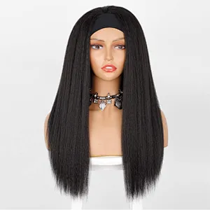 Longzhao Multi Size long Silky natural Straight Wig with Hairband Synthetic hair for women