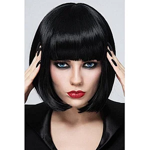 Longzhao Beauty hot-selling short bobo black or brown hair  natural straight wigs Synthetic hair wig for lady
