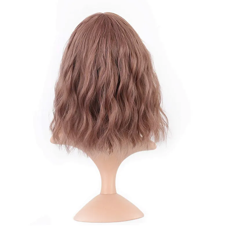 Wholesale Vendor Cheap Wholesale Bob Short Afro Kinky Curly Brown Wig With Bangs For Black Women Synthetic Hair Wigs