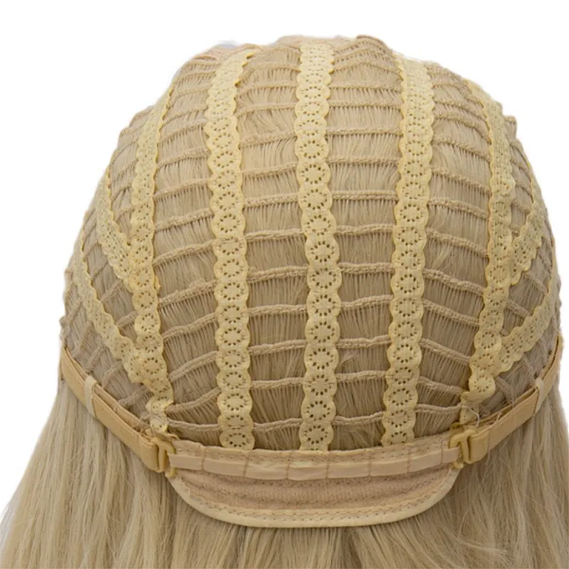 Longzhao High Temperature Fiber Natural Wave Long Wigs Kinky Curly Mix Light Brown Long Wavy Cosplay Wigs with Bangs
