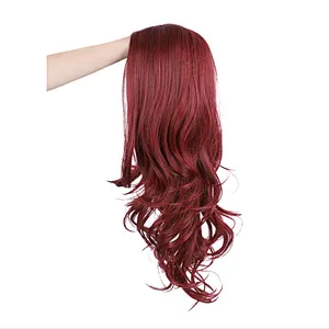 Longzhao High Quality Long Wavy Middle Part Synthetic Fiber Wigs For Black White Women Long Red Body Wave Synthetic Wigs