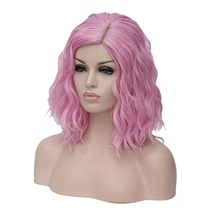 Heat Resistant Cheap Wholesale Party Bob Short Afro Kinky Curly Pink Wig With Bangs For Black Women Synthetic Hair Wigs
