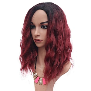 New Design Afro Short Bob Kinky Curly Red Color Wig With Bangs Shoulder Length Kinky Fluffy Wigs For Black Women