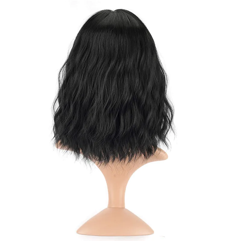 Popular Short Afro Curly Black Bob Wig With Bangs Shoulder Length Synthetic Afro Kinky Curly Wigs For Black Women