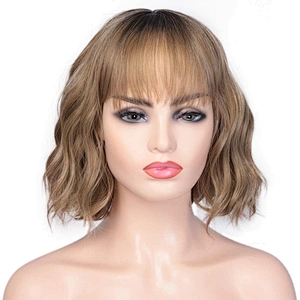 Longzhao High Quality Vendor Cheap Cosplay Wholesale Curly Short Ombre Blonde Bob For Black Women Synthetic Hair Wigs