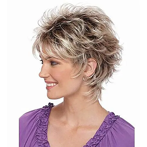 Longzhao Beauty Fashion wig shaggy wig blonde oblique fringe hair for fashion lady