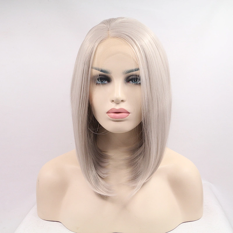 Natural Straight 13*3 inch Light Blonde Synthetic Bob Hair Wigs Middle Part  Long Wavy Wigs Cosplay lace frontal  Wigs For Women