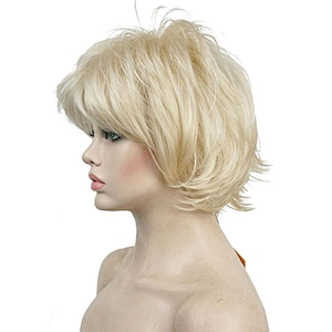 For Women Synthetic Short Style The Best Selling Straight Pixie Cut Wigs Hair With Blonde Bangs Wig Heat Resistant Fiber
