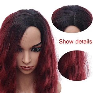 New Design Afro Short Bob Kinky Curly Red Color Wig With Bangs Shoulder Length Kinky Fluffy Wigs For Black Women