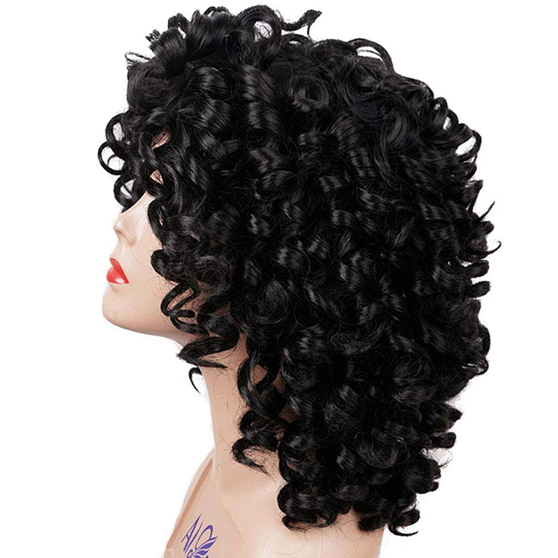 Longzhao Top Quality Synthetic Long Black Afro Kinky Curly Hair Wigs For Black Women Heat Resistant High Temperature Fiber