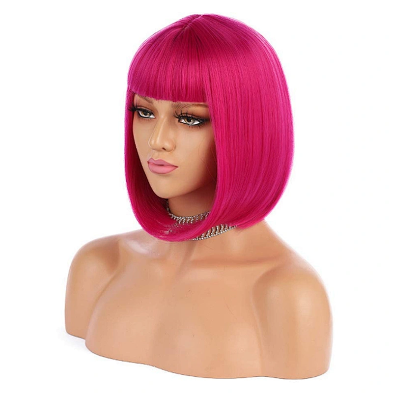 Longzhao Wholesale  Fashion Hot sale High Quality Cheap Colorful Heat Resistant Short  BOB Wigs High Fiber Synthetic Hair
