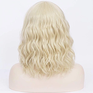 Cheapest Wholesale Vendor Afro Kinky Curly 613 Blonde Short Bob Wig With Bangs For Black Women Synthetic Hair Wigs