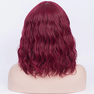 Longzhao Beauty Hot Selling Synthetic Short Ombre Red Bob Wigs Afro Short Curly Wavy Bob Wigs For Black Women