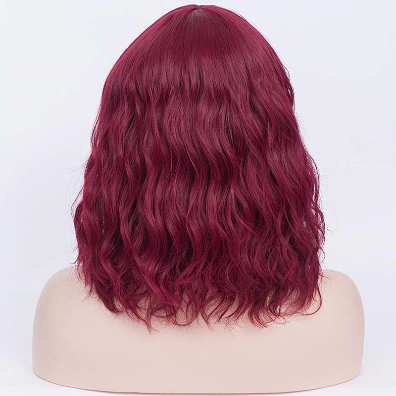 Longzhao Beauty Hot Selling Synthetic Short Ombre Red Bob Wigs Afro Short Curly Wavy Bob Wigs For Black Women