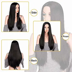 Longzhao wholesale heat resistant long straight synthetic hair wigs for women