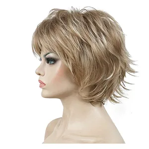 Longzhao Afro Kinky Curly Short Wigs Brown color Heat Resistant Synthetic Fiber Short Afro Curly Wigs for Black Women
