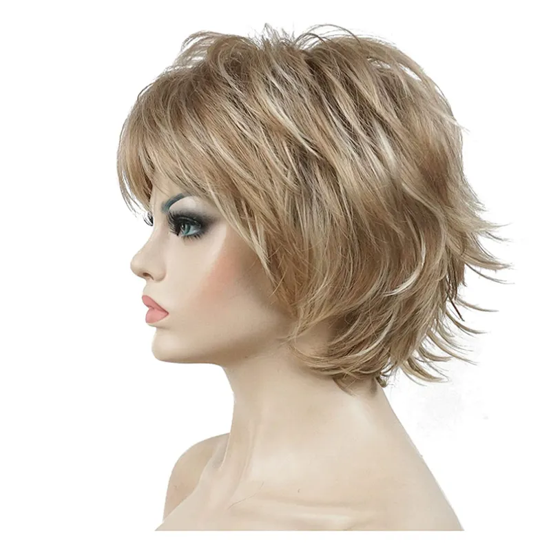 Longzhao Afro Kinky Curly Short Wigs Brown color Heat Resistant Synthetic Fiber Short Afro Curly Wigs for Black Women