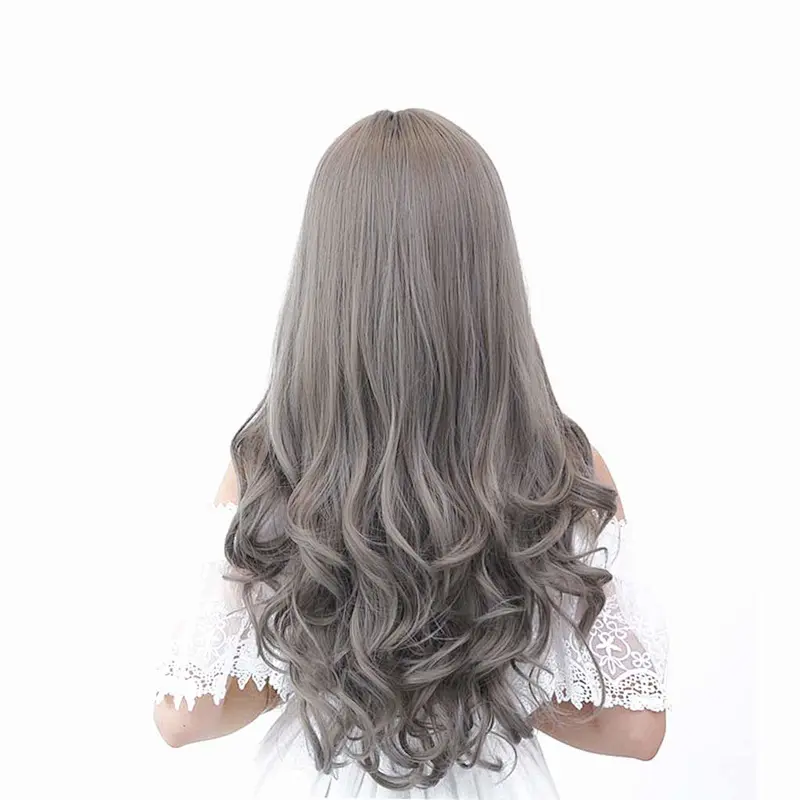 Longzhao light brown wig of a long wave naturally rolled up as a fashionable woman