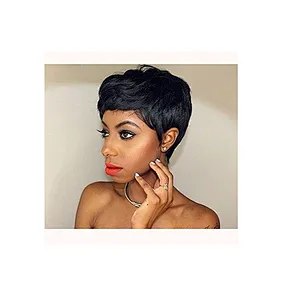 Longzhao Heat Resistant Synthetic Fiber Kinky Curly Wigs For Black Women Natural Black Afro Short Curly Wigs