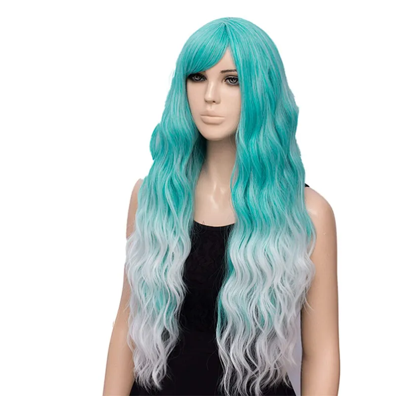Longzhao Beauty cosplay colorful loose wave Wholesale heat resistant kinky curly synthetic long hair wigs for women