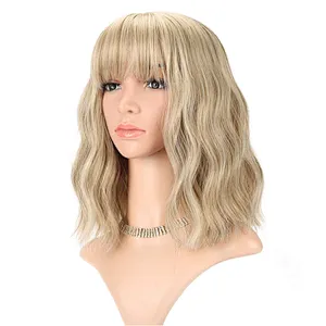 Longzhao Beauty cosplay colorful water wave Wholesale factory price kinky curly synthetic short hair wigs for women