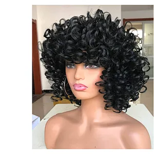 Hot Kinky Curly Synthetic Wig Medium Wholesale Afro Long Black Wigs For Black Women Heat Resistant Fiber
