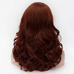 Longzhao wholesale synthetic hair long Body wave brown fashion big curly wigs synthetic hair wig for women