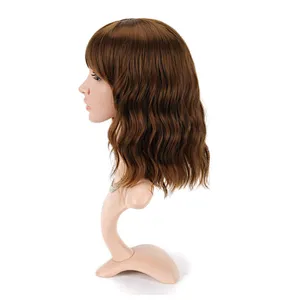 Longzhao Cosplay Vendor Cheap Wholesale Curly Loose Wave Short Bob Coffee Wig With Bangs For Black Women Synthetic Hair Wigs