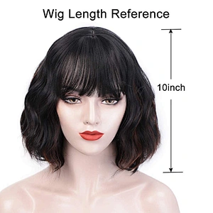 Machine Made Wholesale Cheap Vendor Afro Kinky Curly Short Bob Black Wig With Bangs For Black Women Synthetic Hair Wigs