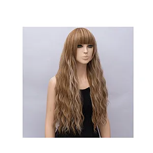 Longzhao Hot Selling Afro Long Curly Wave Wig Brown Mixed Blonde Color Synthetic Wigs For Black Women