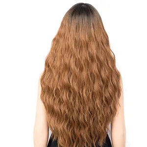 Longzhao New Style Ombre Brown To Blonde Synthetic Wigs Long Wavy Hair Wigs For Black Women Heat Resistant Fiber
