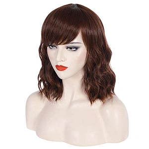 Longzhao 14 Inch Hotselling Vendor Cheap Wholesale Kinky Curly Afro Bob Short Curly Brown For Black Women Synthetic Hair Wigs