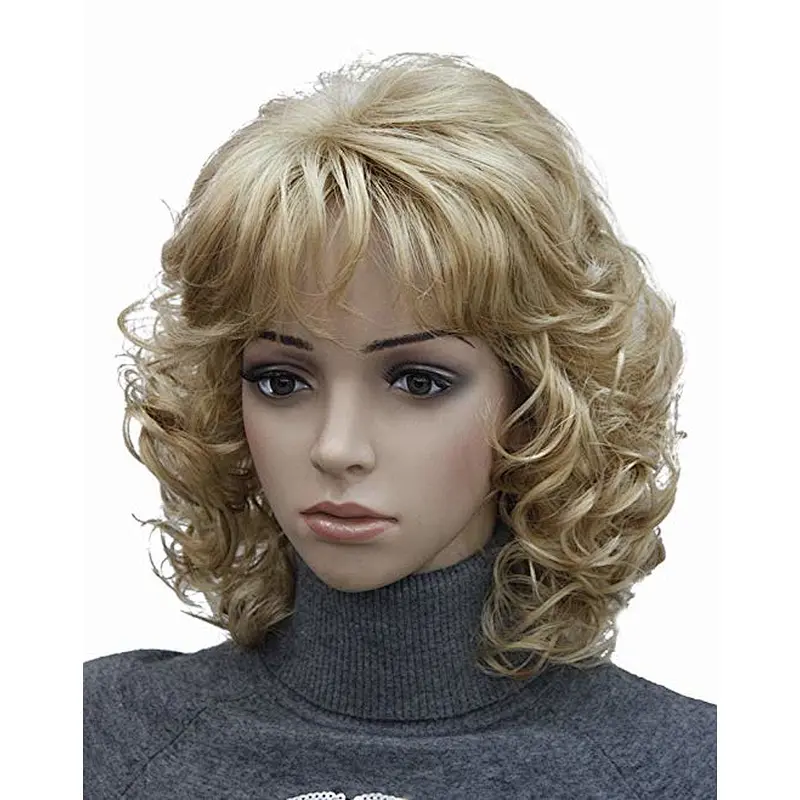 Longzhao European Style Synthetic Hair Wig Blonde Short Curly Wigs For White Women