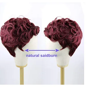 Longzhao 6 Inch Afro Wigs For Black Women Short Fluffy Synthetic Red Glueless Cosplay Hair Wigs For Christmas Party